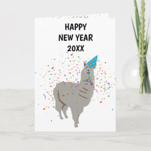 Llama Partying - Animals Helgdag Nya år Kort