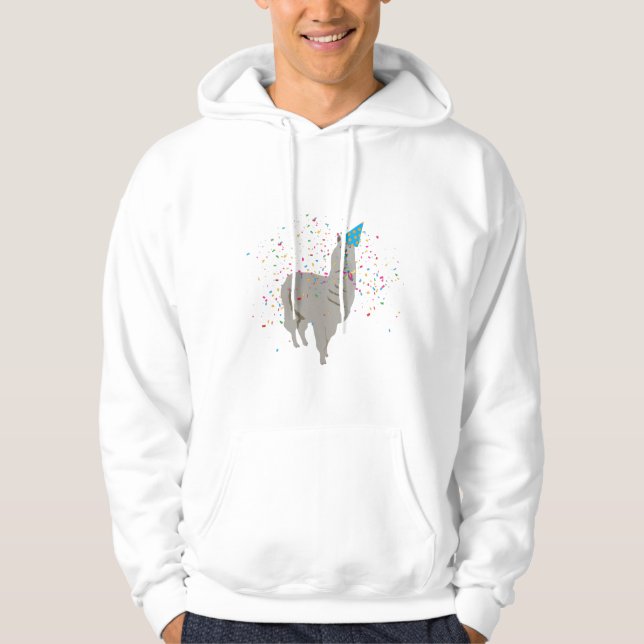 Llama Partying - Djur med Party Hoodie (Framsida)