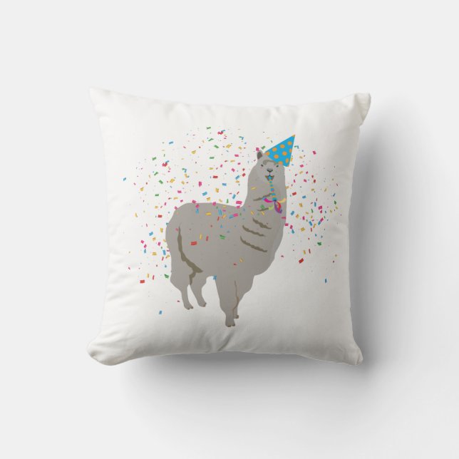 Llama Partying - Djur med Party Kudde (Framsida)
