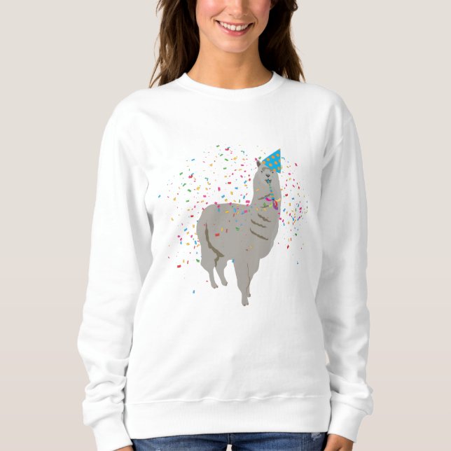 Llama Partying - Djur med Party T Shirt (Framsida)