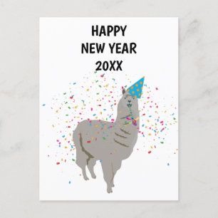 Llama Partying - Nytt årskort för Helgdag av djur Helg Vykort