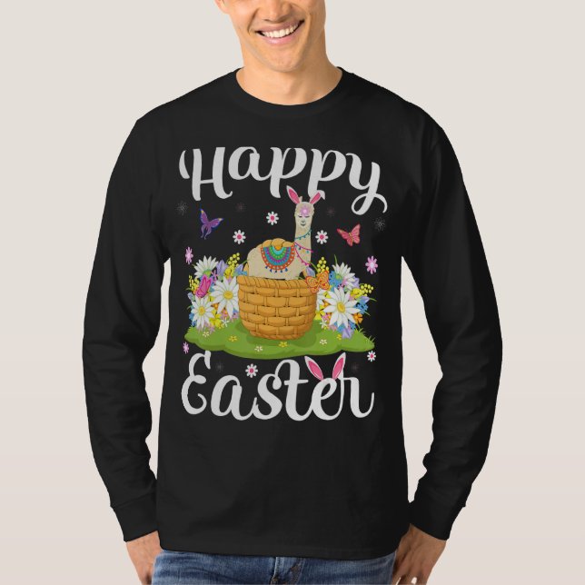 Llama Påskägg Hunting Blommigt Llama Påsk Sunda T Shirt (Framsida)