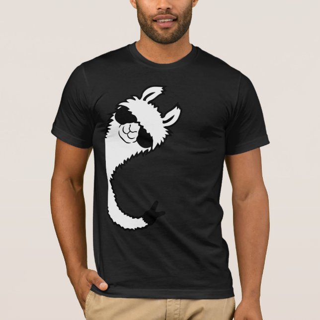 Llama Peace Sign Sunglasses Side View Victory Cool T Shirt (Framsida)