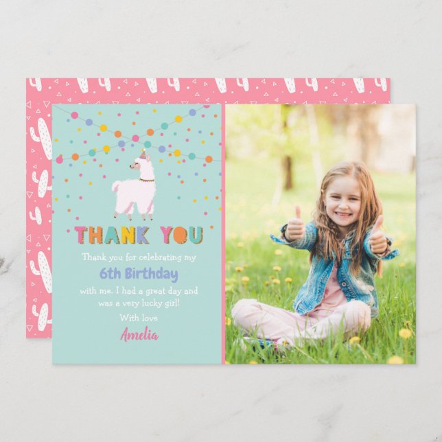 Llama Photo - tackkort Inbjudningar (Fram/baksida)