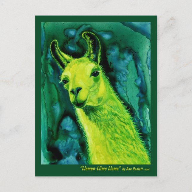 Llama Postcard - "Llemon-Llime Llama" Vykort (Framsida)