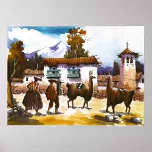 Llama Poster peruanska människor med