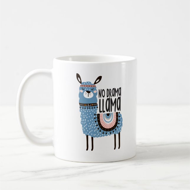 Llama Print Coffee Mugg - No Drama Llama - 11oz (Vänster)