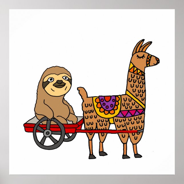 Llama Pulled Llama Llama Lynny Sloth in Red Wagon  Poster (Framsidan)