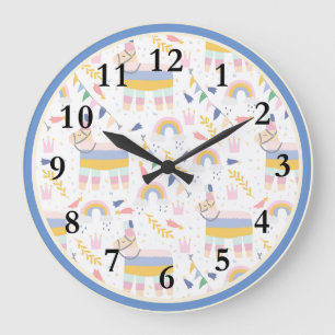 Llama Rainbow Baby Nursery Wall Clock Stor Klocka
