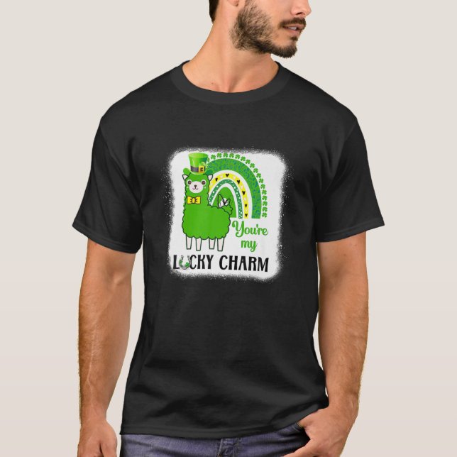 Llama Rainbow, Lute Bleached T Shirt (Framsida)