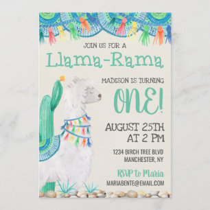 Llama-Rama Birthday Inbjudningar