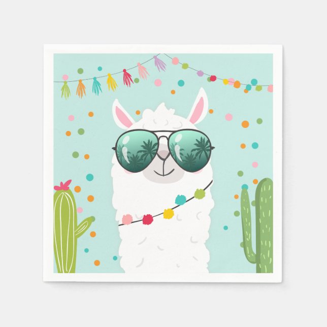 Llama Rama Papper Napkins Fiesta Party Alpaca Pappersservett (Framsidan)