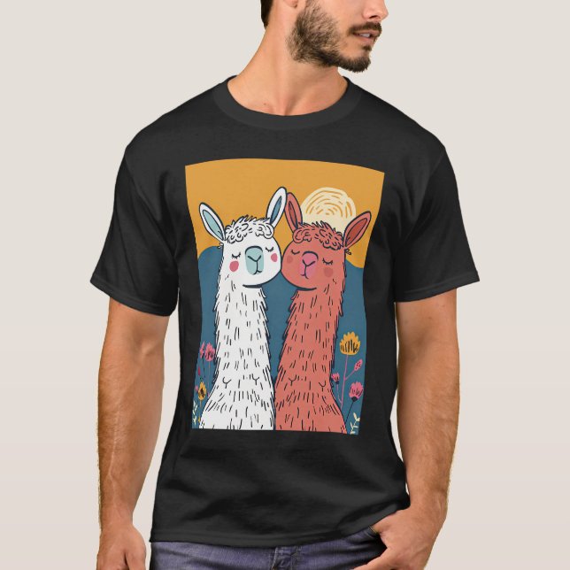 Llama-Rama Romantik i Vector Vogue T Shirt (Framsida)