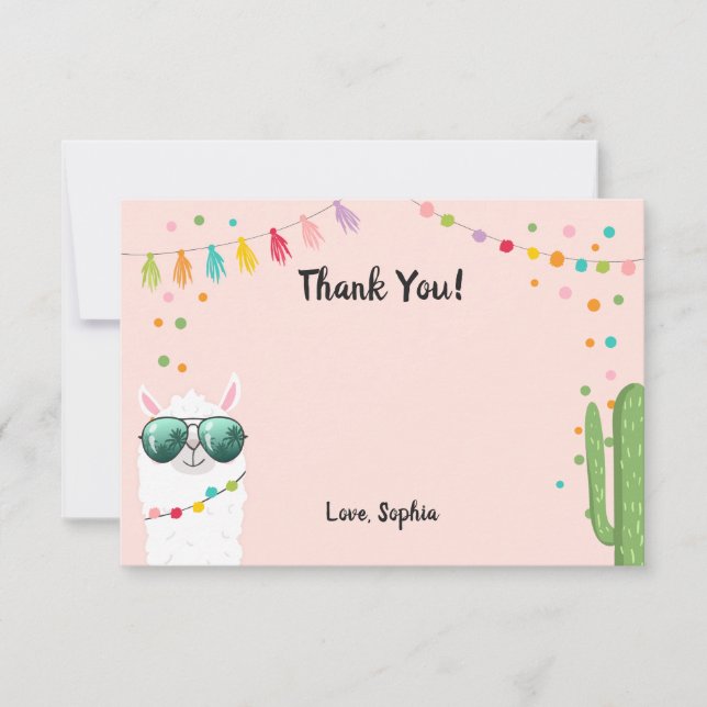 Llama Rama, tack för ditt kort Fiesta Party Alpaca (Framsida)