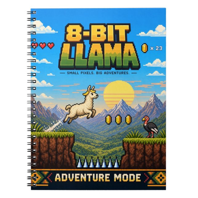 Llama, Retro 8-Bit Pixel Art Anteckningsbok (Framsidan)