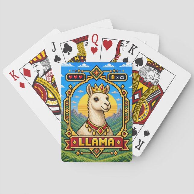 Llama Retro 8-Bit Pixel Art Casinokort (Baksidan)