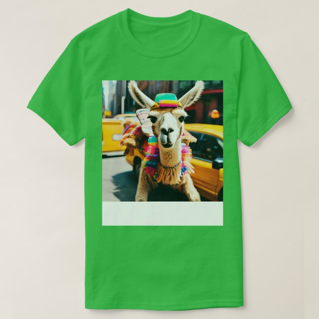 Llama Riding i Taxi T Shirt (Design framsida)