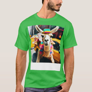 Llama Riding i Taxi T Shirt