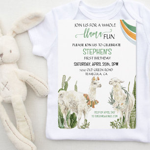 Llama Rolig Födelsedagsfest Fiesta Kaktus Inbjudningar