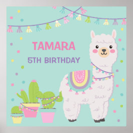 LLAMA ROLIGT AQUA POSTER