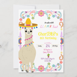 Llama roligt fiesta Birthday-inbjudan Inbjudningar