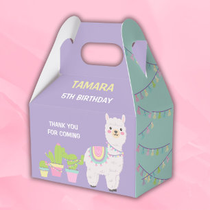 LLAMA ROLIGT Lila och aqua Favor Box Presentaskar