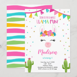 Llama-Roligt med kaktus födelsedagsinbjudan Inbjudningar