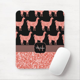 Llama rosa coral glitter Sparkles mönster Monogram Musmatta