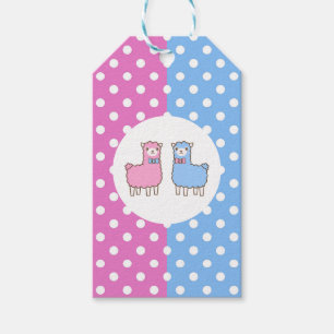 Llama Rosa och Blue Gender Reveal Baby Shower Presentetikett