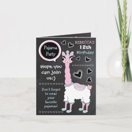 Llama Rosa Pajama Girl Födelsedagsfest Sleepover Inbjudan