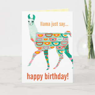 Llama Säg bara Grattis på födelsedagen - Grönt Lla Kort