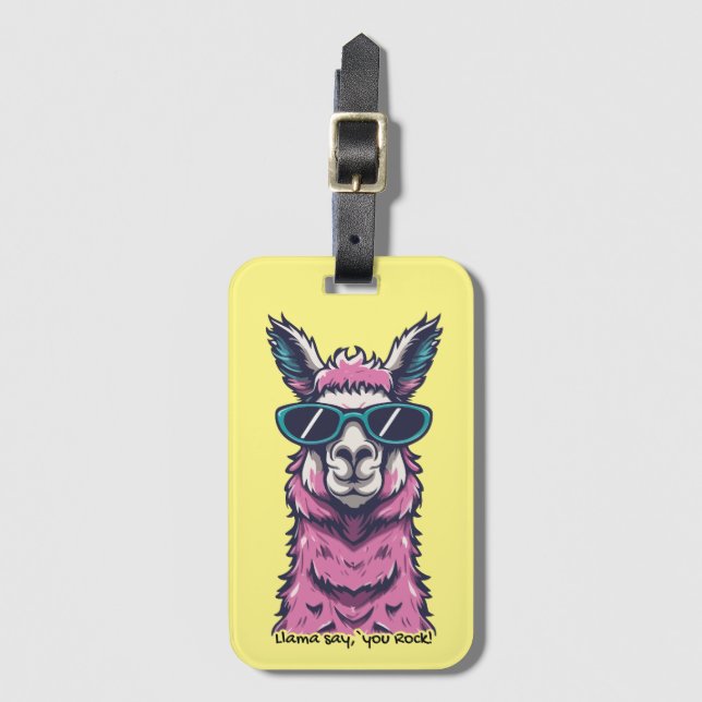 Llama säger dig Sten | Kirkigt avfall i solglasögo Bagagebricka (Framsida vertikal)