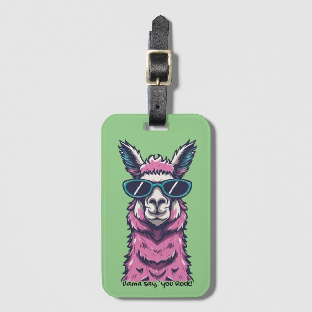 Llama säger dig Sten | Kirkigt avfall i solglasögo Bagagebricka (Framsida vertikal)