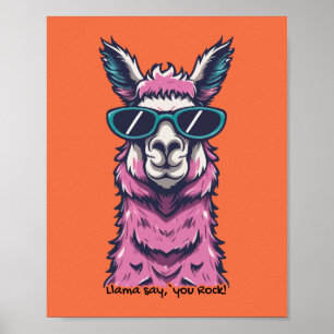 Llama säger dig Sten Kirkigt avfall i solglasögo Poster