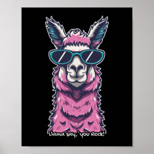 Llama säger dig Sten Kirkigt avfall i solglasögo Poster