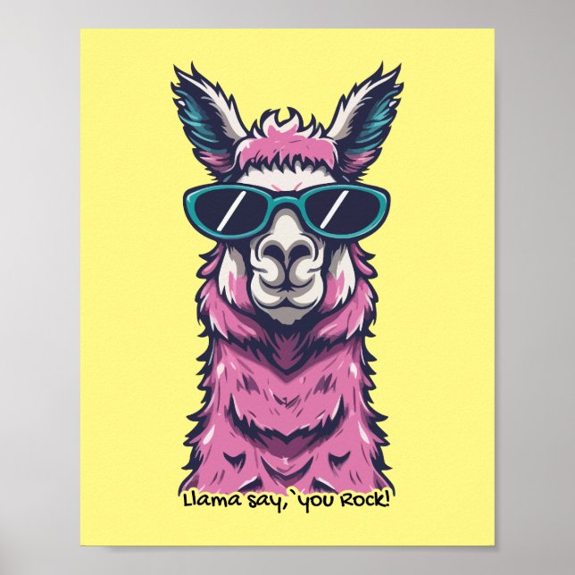 Llama säger dig Sten | Kirkigt avfall i solglasögo Poster (Framsidan)