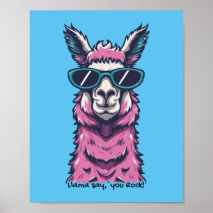 Llama säger dig Sten Kirkigt avfall i solglasögo Poster