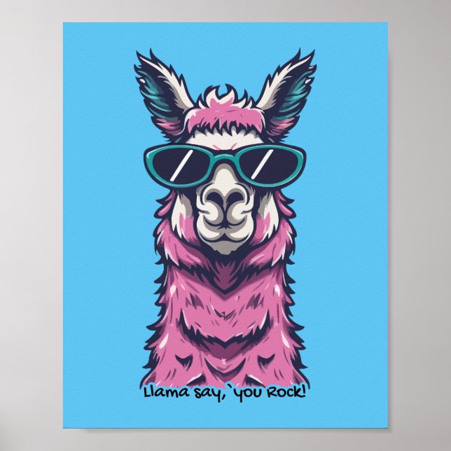 Llama säger dig Sten | Kirkigt avfall i solglasögo Poster (Framsidan)
