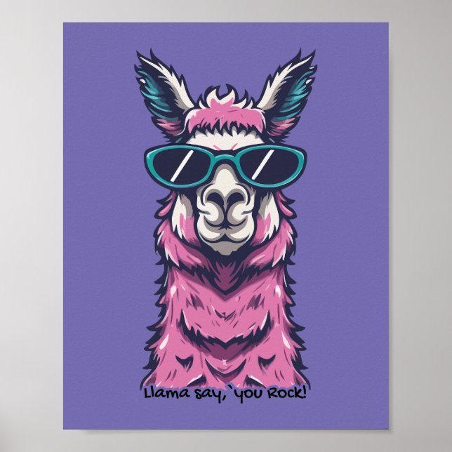 Llama säger dig Sten | Kirkigt avfall i solglasögo Poster (Framsidan)