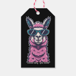 Llama säger dig Sten | Kirkigt avfall i solglasögo Presentetikett