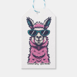 Llama säger dig Sten | Kirkigt avfall i solglasögo Presentetikett