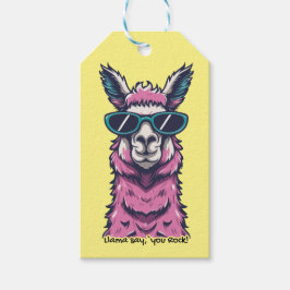 Llama säger dig Sten | Kirkigt avfall i solglasögo Presentetikett