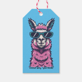 Llama säger dig Sten | Kirkigt avfall i solglasögo Presentetikett
