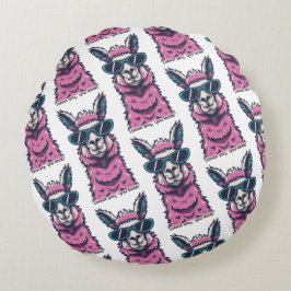 Llama säger dig Sten | Kirkigt avfall i solglasögo Rund Kudde