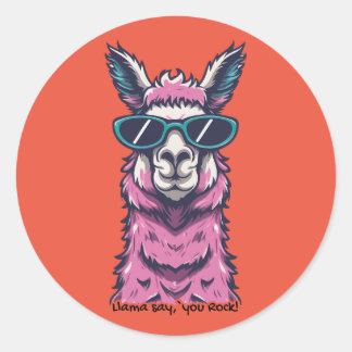Llama säger dig Sten | Kirkigt avfall i solglasögo Runt Klistermärke
