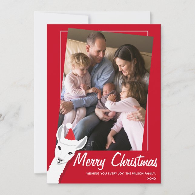 Llama Santa Photo jul Julkort (Framsida)