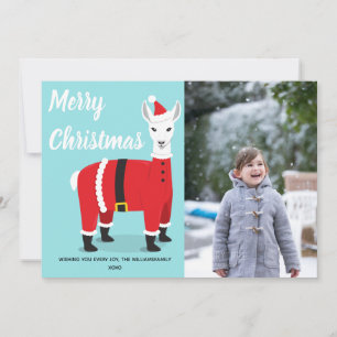 Llama Santa Roligt Photo jul Julkort