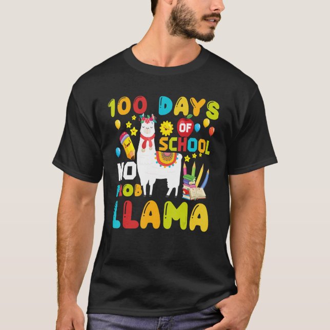 Llama Schoo, som har 100 dagar på skolan T Shirt (Framsida)