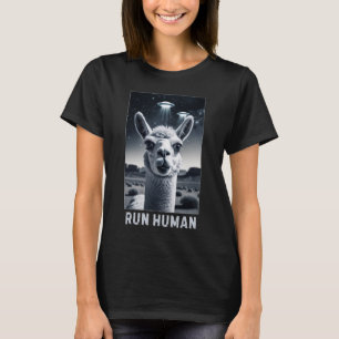 Llama Selfie UFO Roligt Quirky Gift T Shirt