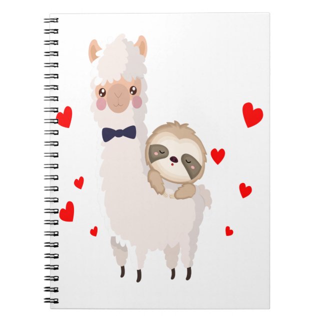 Llama Shirt roliga Alpaca Hearts Anteckningsbok (Framsidan)